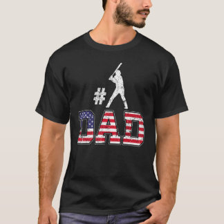 T-shirt Mens 1 Baseball Papa Happy Fête des pères USA 4e d