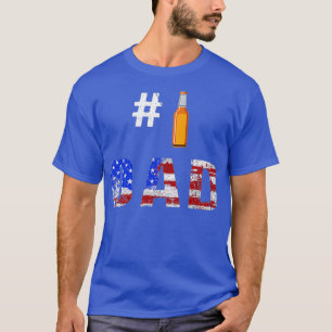 T-shirt Mens 1 Papa Numéro Un Fête des pères Drapeau améri