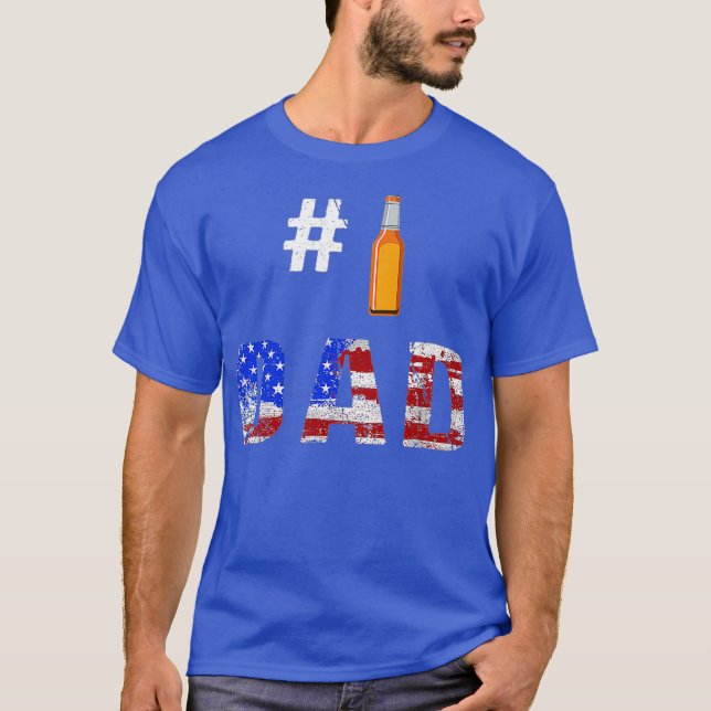 T-shirt Mens 1 Papa Numéro Un Fête des pères Drapeau améri (Devant)