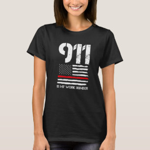 T-shirt Mens 911 Est Mon Numéro De Travail Pompier D'Incen