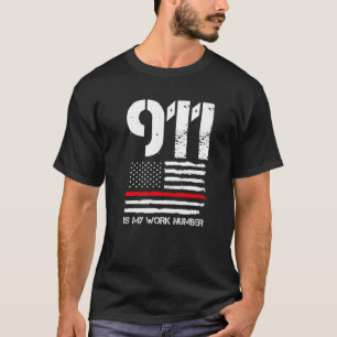 T-shirt Mens 911 Est Mon Numéro De Travail Pompier D'Incen
