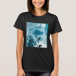 T-shirt Mens Abstrait Blue Ocean Waves Motif Art moderne