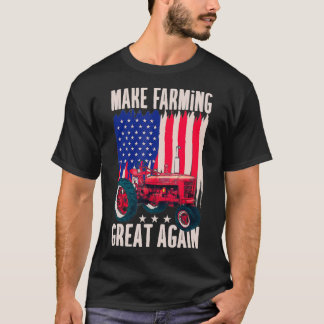 T-shirt Mens American Flag Farm Tractor Cadeau d'agricultu