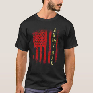 T-shirt Mens Army Papa USA Drapeau US Fête des pères milit