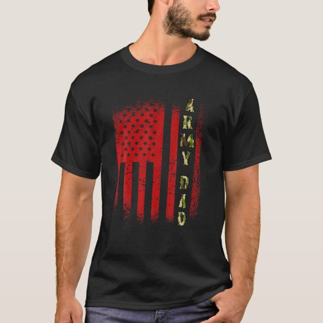 T-shirt Mens Army Papa USA Drapeau US Fête des pères milit (Devant)