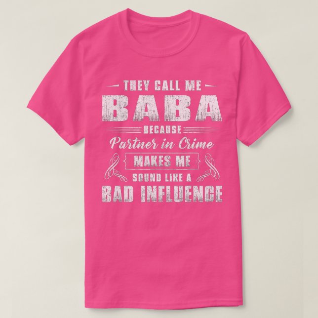 T-shirt Mens Baba Partner In Crime  Funny Grandpa Fathers  (Design devant)