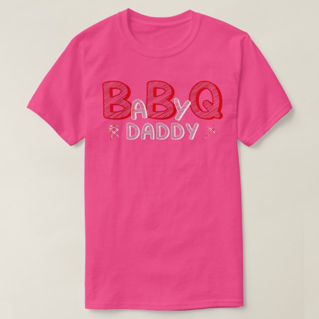T-shirt Mens Baby BBQ Douche Daddy Q Baby shower Thème Mat (Design devant)
