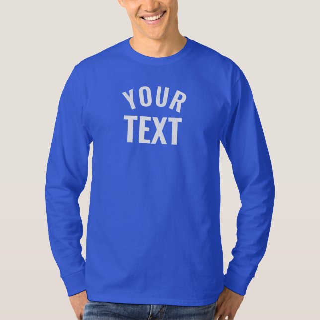 T-shirt Mens Basic Long Sleeve Deep Royal Blue Modern (Devant)