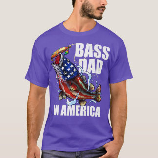 T-shirt Mens Bass Papa En Amérique Funky Bass Fishing Fish