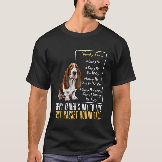 T-shirt Mens Basset Hound Papa Bonne Fête des pères Le mei (Devant)