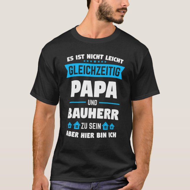 T-shirt Mens Bauherr Papa Builder Ménage (Devant)
