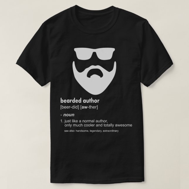 T-shirt Mens Bearded Author  Funny Beard Writing Writer Gi (Design devant)