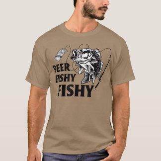 T-shirt Mens Beer Fishy Pêche Pêche Poisson Boire Hilariou