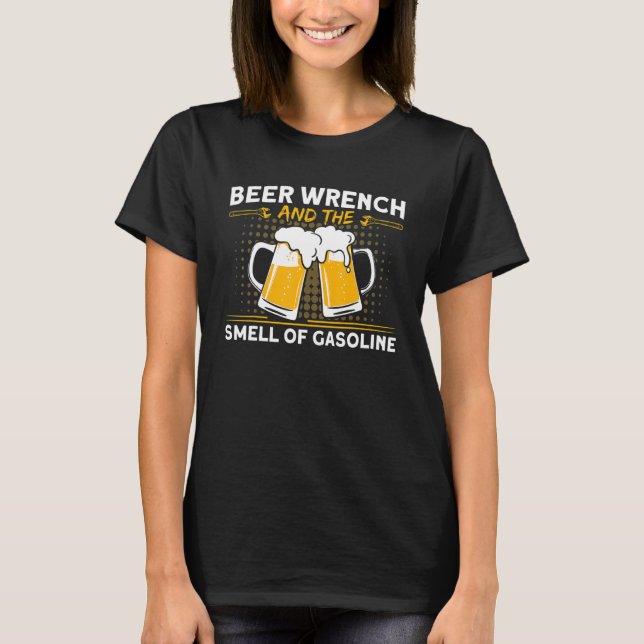 T-shirt Mens Beer Wrench Odeur D'Essence Mécanicien De Voi (Devant)
