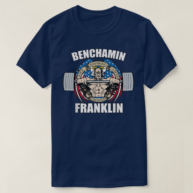 T-shirt Mens Benchamin Franklin Patriotic Gainz Workout Gy (Design devant)