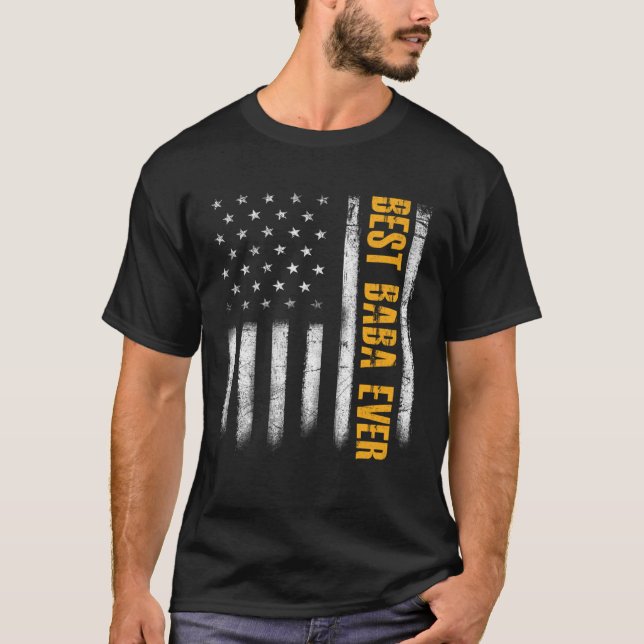 T-shirt Mens Best Baba Ever American Flag Family Father s  (Devant)