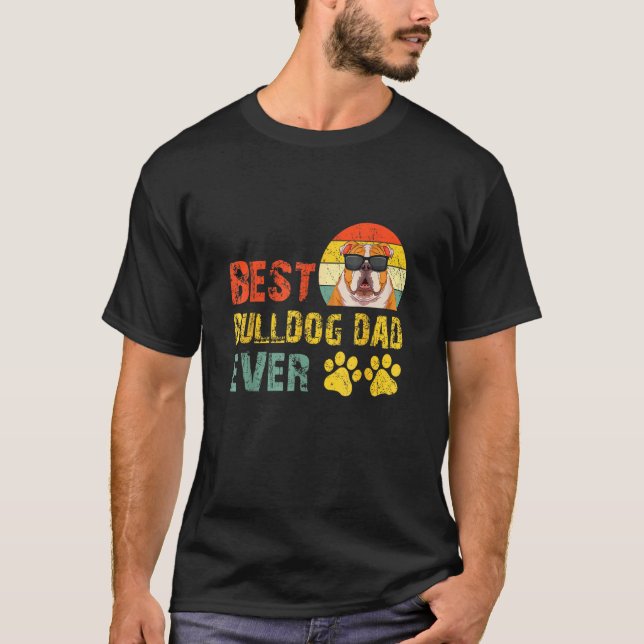 T-shirt Mens Best Bulldog Dad Ever English Dog Owner Vinta (Devant)