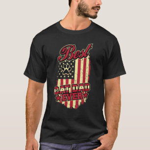 T-shirt Mens Best Chat Papa Jamais Patriotique Père Vintag