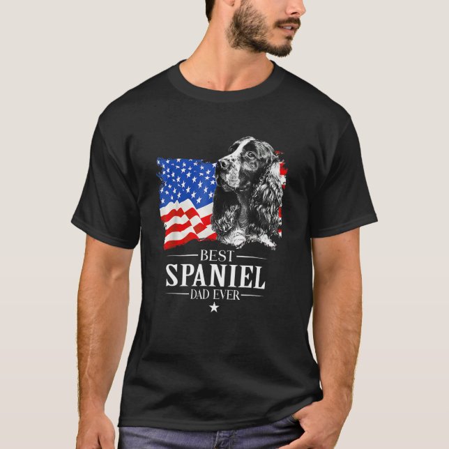 T-shirt Mens Best Cocker Spaniel Dad Ever American Flag Fa (Devant)