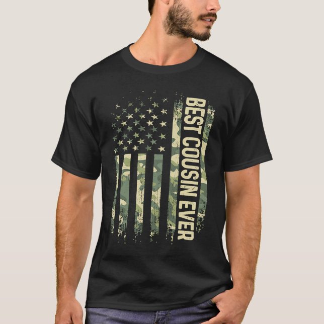 T-shirt Mens Best Cousin Ever Camo American Flag Father's  (Devant)