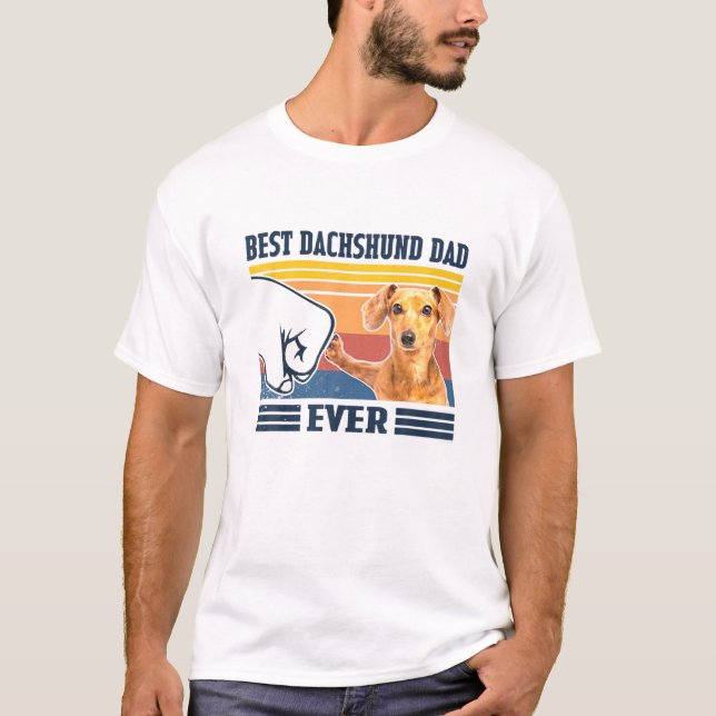 T-shirt Mens Best Dachshund Dad Ever Gift Funny Dog Lover (Devant)