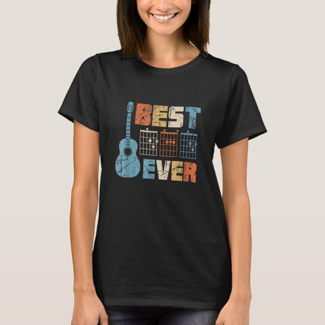 T-shirt Mens Best Dad Ever Music Notes Guitare Chords Musi (Devant)