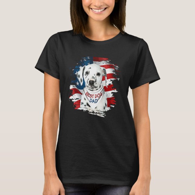 T-shirt Mens Best Dalmatian Dad Ever American Flag Dog Fat (Devant)