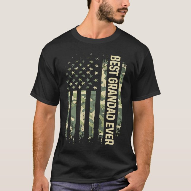 T-shirt Mens Best Grandad Ever Camo American Flag Father's (Devant)