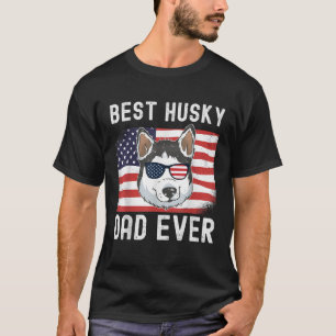 T-shirt Mens Best Husky Papa Jamais Drapeau Américain 4 ju