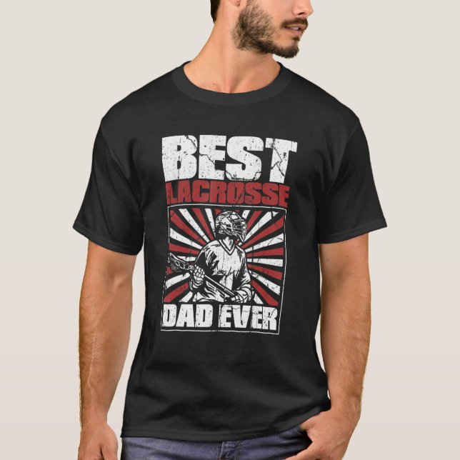 T-shirt Mens Best Lacrosse Papa Ever Fan Maman Goalie Lax  (Devant)