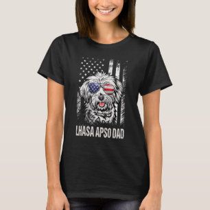 T-shirt Mens Best Lhasa Apso Papa Jamais Drapeau Américain