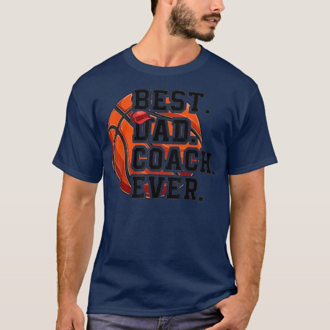 T-shirt Mens Best Papa basket-ball entraîneur jamais Fête  (Devant)