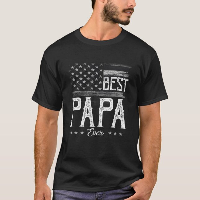 T-shirt Mens Best Papa Ever American Flag Grand-père Cadea (Devant)