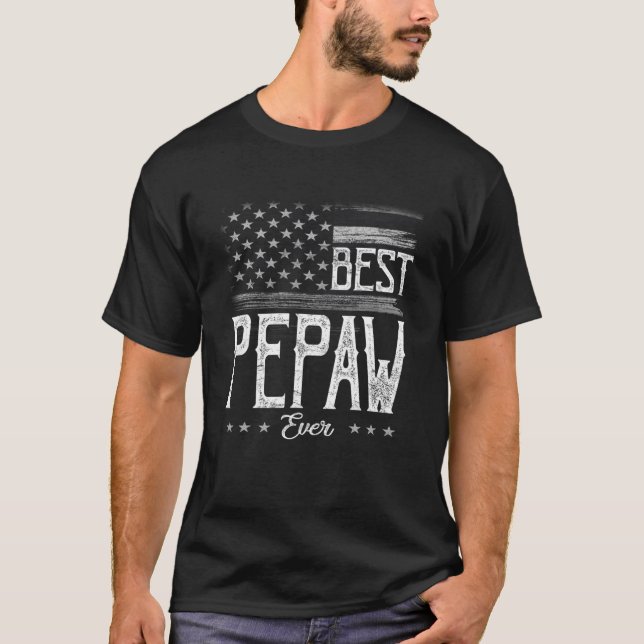 T-shirt Mens Best Pepaw Ever Drapeau Américain Grandpa Cad (Devant)