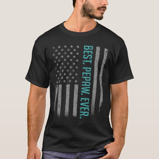 T-shirt Mens Best Pepaw Jamais US American Flag Shirt Don  (Devant)