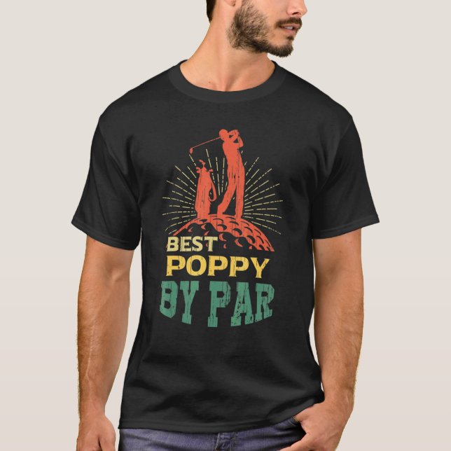 T-shirt Mens Best Poppy By Par Fête des pères Golf Golfer  (Devant)