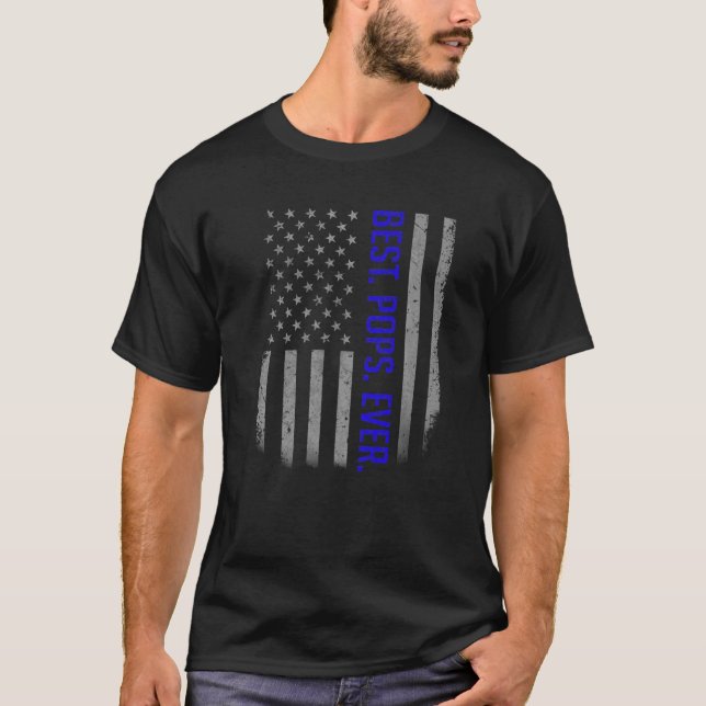 T-shirt Mens Best Pops Jamais Nous Drapeau Américain Pour  (Devant)