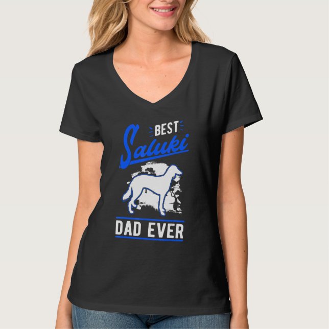 T-shirt Mens Best Saluki Dad Ever Long haired Greyhound Da (Devant)