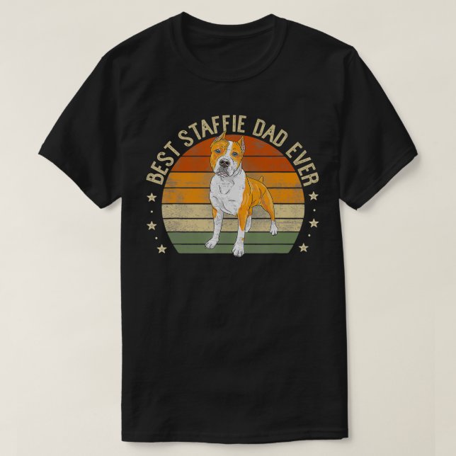 T-shirt Mens Best Staffie Papa Jamais Retro Staffordshire  (Design devant)