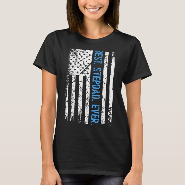 T-shirt Mens Best Stepdad Jamais Us Drapeau Américain Fath (Devant)