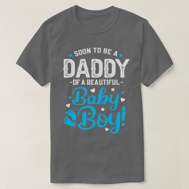 T-shirt Mens Bientôt Être Un Papa D'Un Bébé Garçon Nouveau (Design devant)