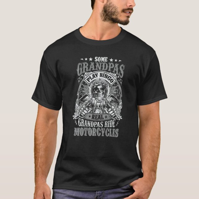 T-shirt Mens Biker Grandpa Some Grandpas Play Bingo Real R (Devant)