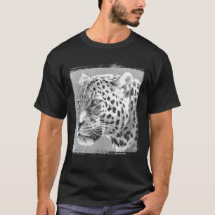 T-shirt Mens Black T Shirt Leopard Head Moderne Élégant