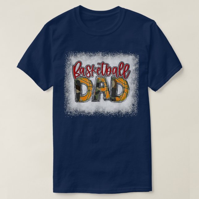 T-shirt Mens Bleached Basketball Dad Camo Print Funny Dad  (Design devant)