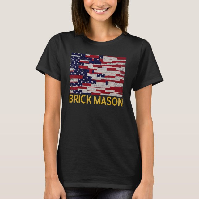 T-shirt Mens brique Mason brique maçonnerie de maçonnerie  (Devant)