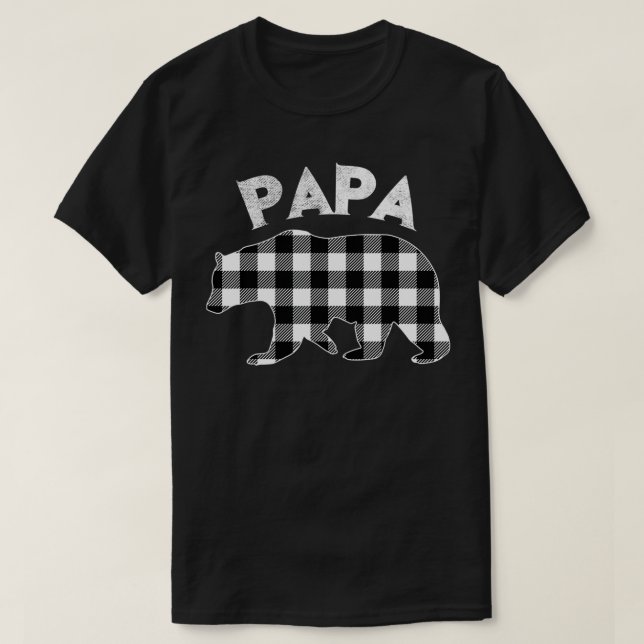 T-shirt Mens Buffalo Noir Et Blanc Plaid Papa Bear Chris (Design devant)