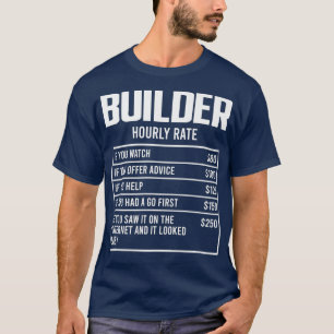 T-shirt Mens Builder Taux Horaire Funny Cadeau Constructio