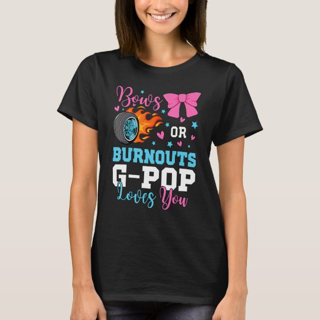 T-shirt Mens Burnouts or Bows G-pop loves you Gender Revea (Devant)