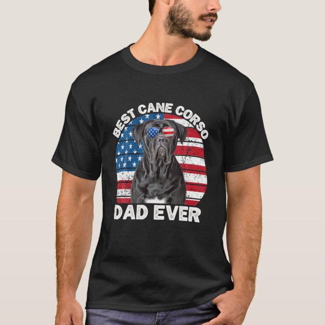 T-shirt Mens Cane Corso Papa Drapeau Américain Patriotique (Devant)