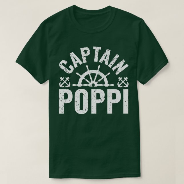 T-shirt Mens Capitaine Poppi Boat Owner Lake Boating Fathe (Design devant)